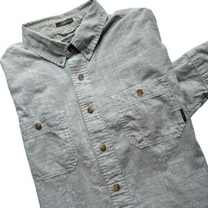 Eddie Bauer Men's Size TL 100% Cotton Long-Sleeve Gray-Green Button-Up‎ Shirt